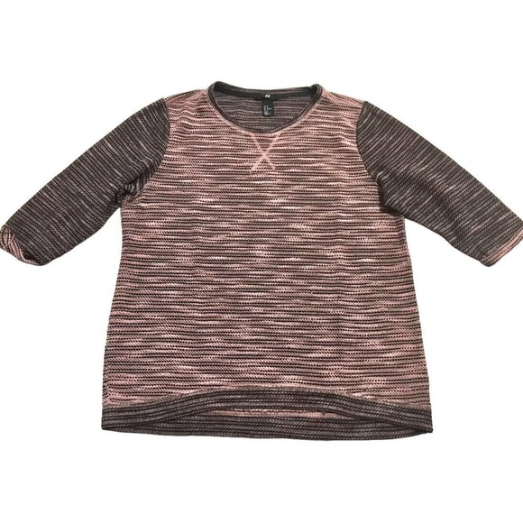 H&M Womens 3/4 Cuff Sleeve Texture Marl Pullover Raglan Sweatshirt Top Medium M - Picture 4 of 12